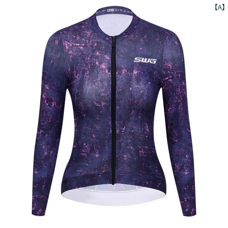 レディース サイクリング 御召しもの SWG Mingsheng 秋 レディース パープル はやりっ子 長袖 サイクリング 背広 いき込み 流行り物 速乾 読み込む 自動二輪車 据えつける