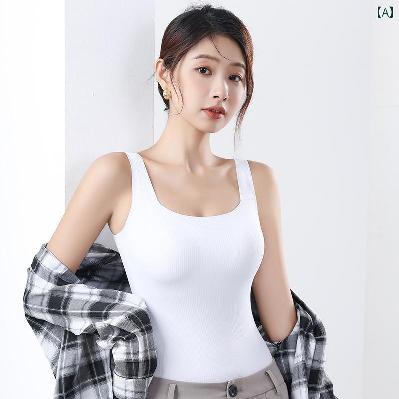レディース タンクトップ フィット Maoren ワイド ショルダー ベスト レディース サスペンダー 下着 ワンピース ブラジャー 美 背中 2025 レイヤリング インナーウェア アウターウェア 夏