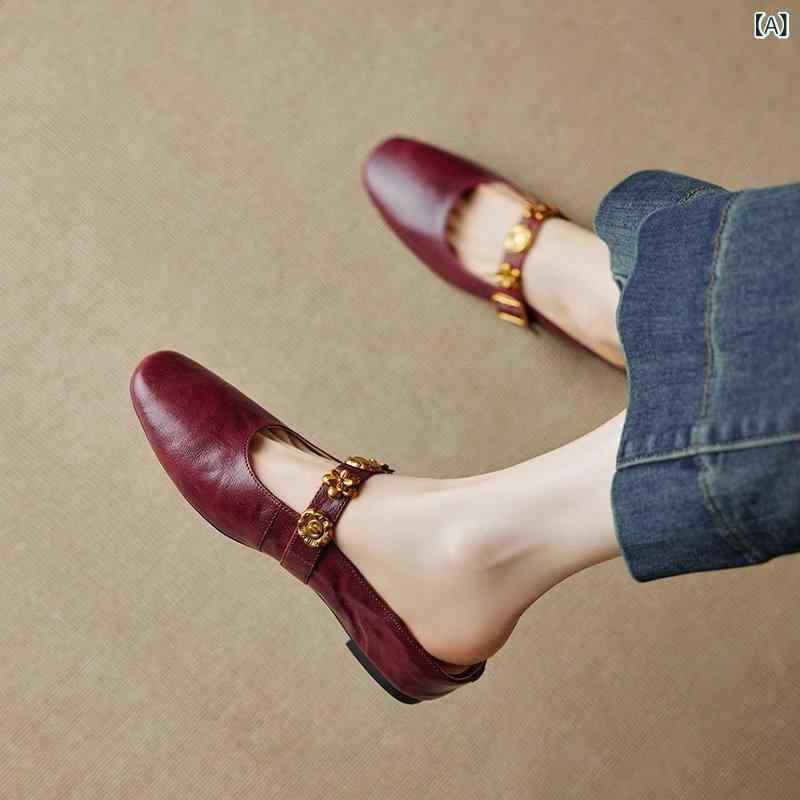 ミュール レディース 上品 革 ミュール 女性用 2025夏 レトロ 雰囲気の 内側 高め サンダル アウトドア用 つま先 閉じ ハーフ スリッパ 付き