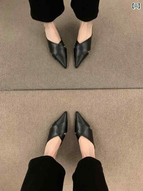 ミュール レディース 雅びやか の レトロ 尖った つま先の 二分の一 家庭用スリッパは アウターと して 着付ける できます。 春には 厚底 踵や サンダルと 合わせ分かりやすい ゆったり スリッポン ミュールがお すすめです。