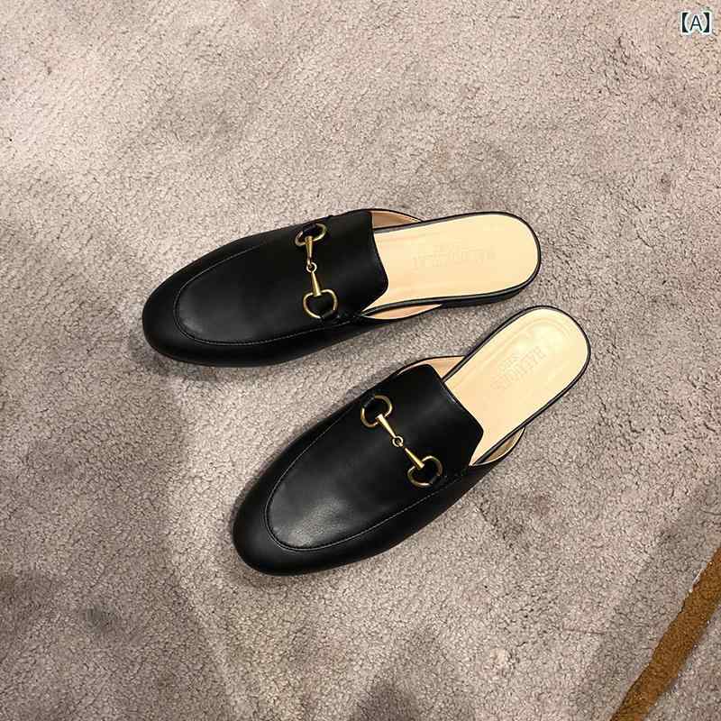 ミュール レディース 上品 革 包 頭 ハーフ スリッパ 女性用 屋外用 春 ネット ファッション サンダル ミュール イン｜LAONsChoice
