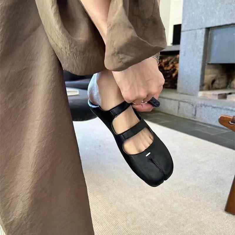 バレー 表現スタイル シューズ お上さん用 シープスキン フレンチ 浅 履き シューズ つま先 透き間 トゥ メリージェーン 坦々たる バレー 心地好い ホンブルグ帽 気魂 スコップ
