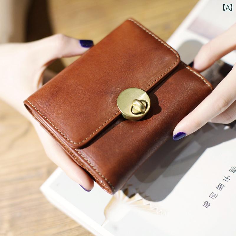 コンパクト 財布 レディース 2018新 イン レトロ 文学 個性 三つ 折り ショート レディースバッグ レディース 韓国 スタイル 折りたたみ シンプル レザー 財布