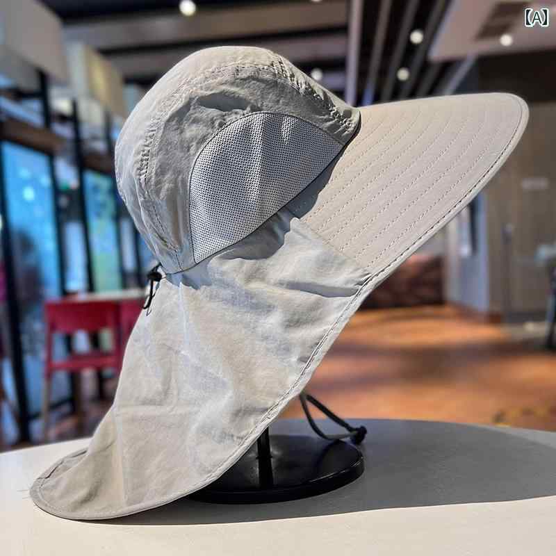 釣り アウトドア 日焼け防止　帽子 サンハット メンズ 夏用 つば 広 紫外線 カット アウトドア 登山 サイクリング 釣り フェイスカバー ネック