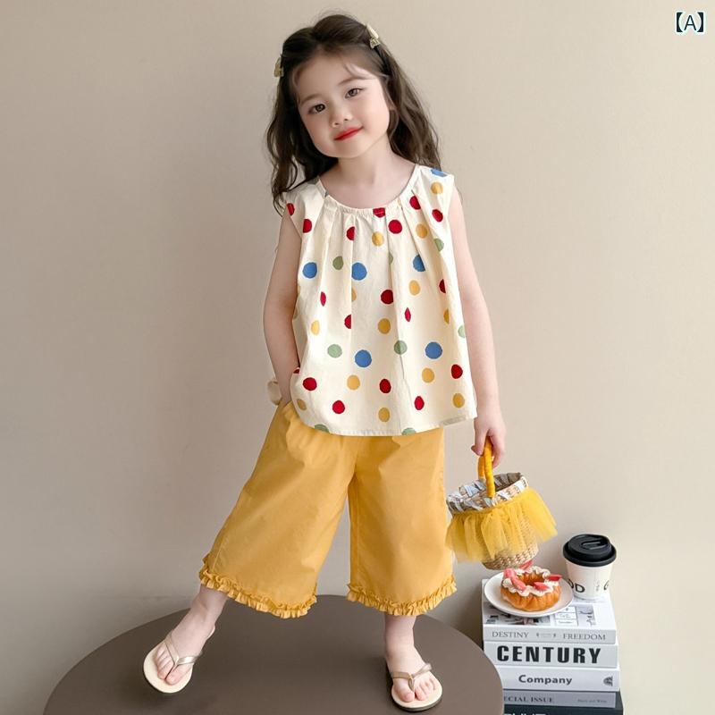 キッズ カジュアル パンツ セット 女の子 夏の スーツ 2025 スタイリッシュな 子供服 ベビー ガールの ベスト 薄手 パンツ ツーピース
