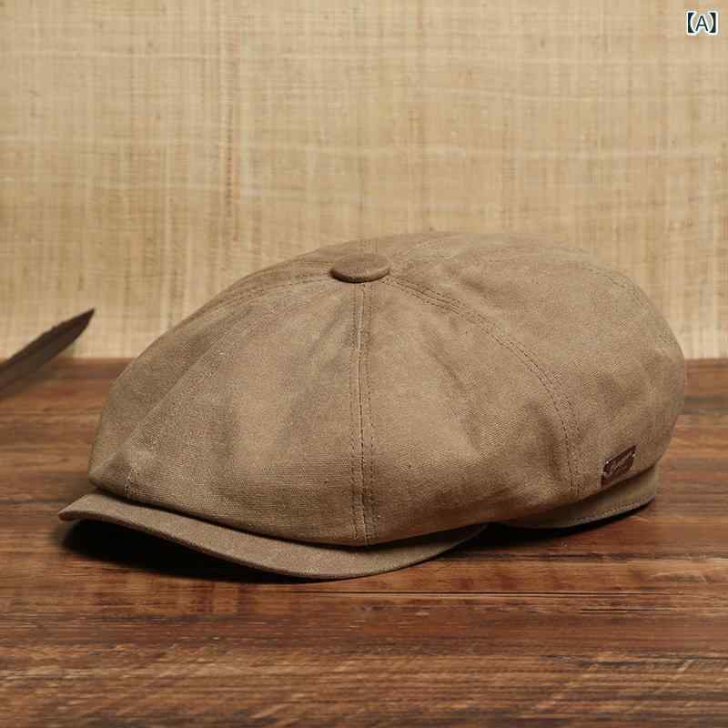 メンズ ハンチング カジュアル Langge グローバル 同一 スタイル レトロ ワックス クロス ハット メンズ 八角形 アウトドア レジャー ペインター キャスケット