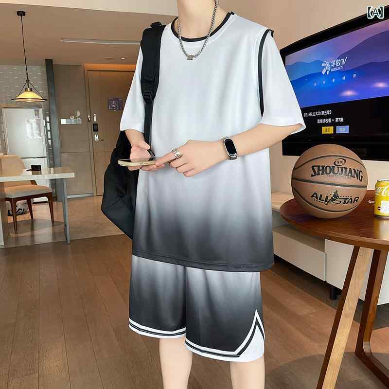 メンズ バスケットボール ウェア 冷感 半袖 Tシャツ 男の子 高校生 中学生 バスケットボール ユニフォーム スーツ ティーンエイジャー 大きい 子供 夏 速乾 ジャージ