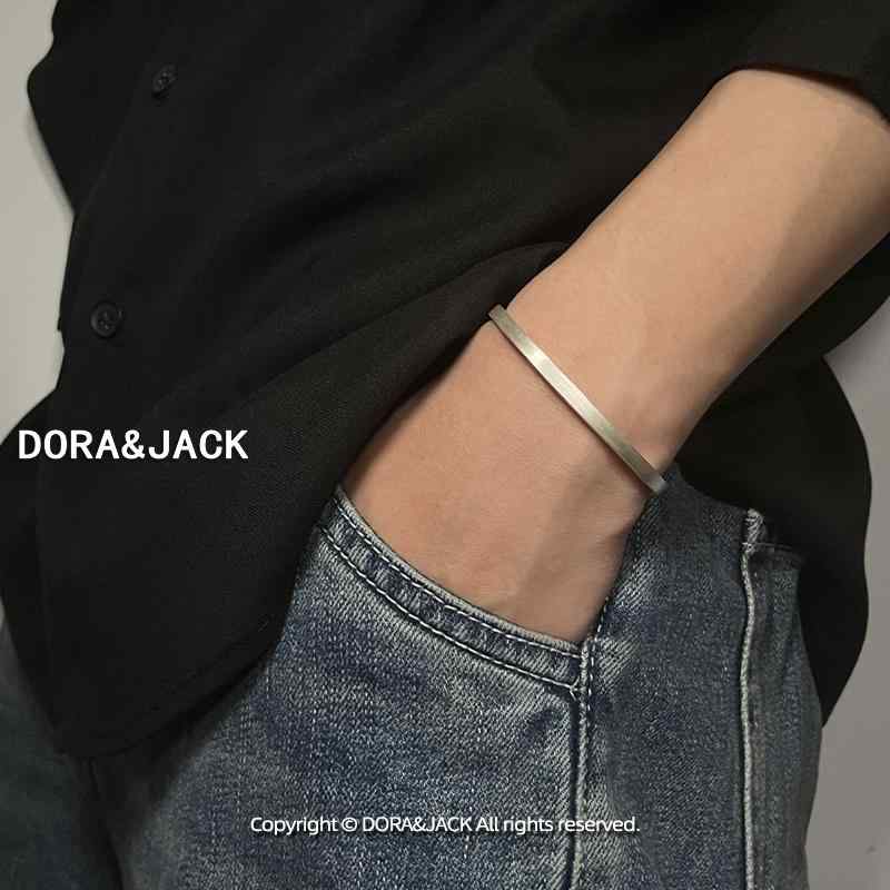 バングル ブレスレット メンズ DORA &ampamp JACK 999 スター リング シルバー ブレスレット メンズ 細い サークル 小さい 手首用 オープン｜LAONsChoice