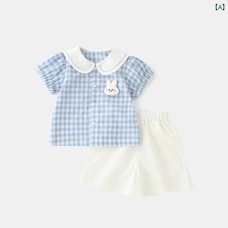 ベビー服 上下セット かわいい DUUDUU 女児 夏服 薄手 スタイル ベビー かわいい 半袖 トップス 子供用 ショート パンツ お出かけ スーツ
