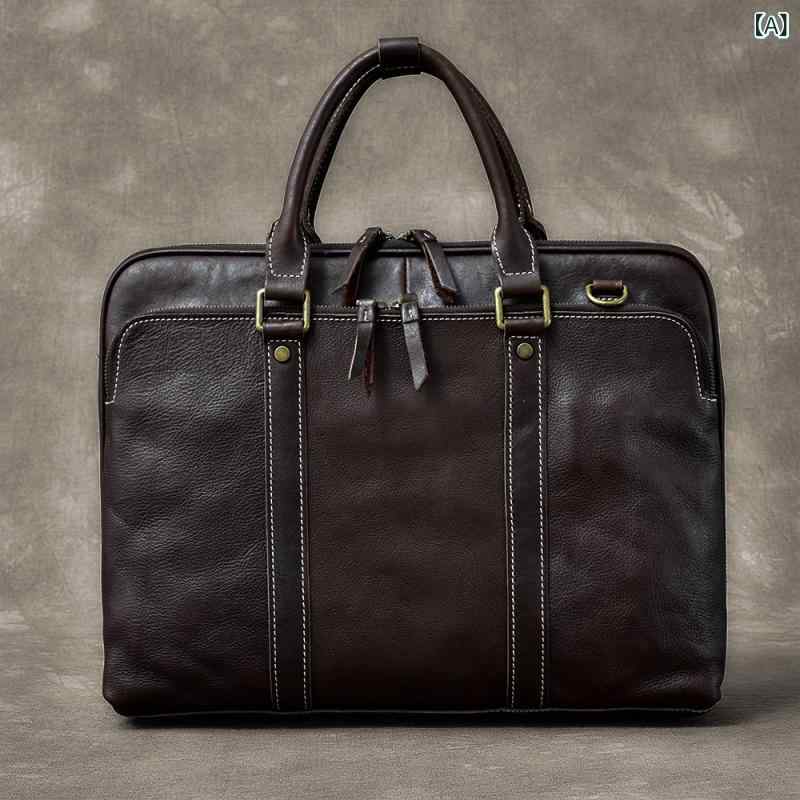 メンズ ビジネス バッグ 24番 街 レトロ メンズ 15インチ 横型 牛革 ラップ トップ バッグ ビジネス 革 高級 ブリーフケース