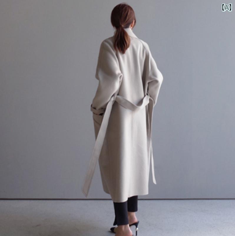 チェスター コート 上品 森 風の 龍と 鳳凰の ウール コート 女性用 秋冬 ゆったり ワイド スリム ミディアム ロング 丈 韓国 膝上 コート。