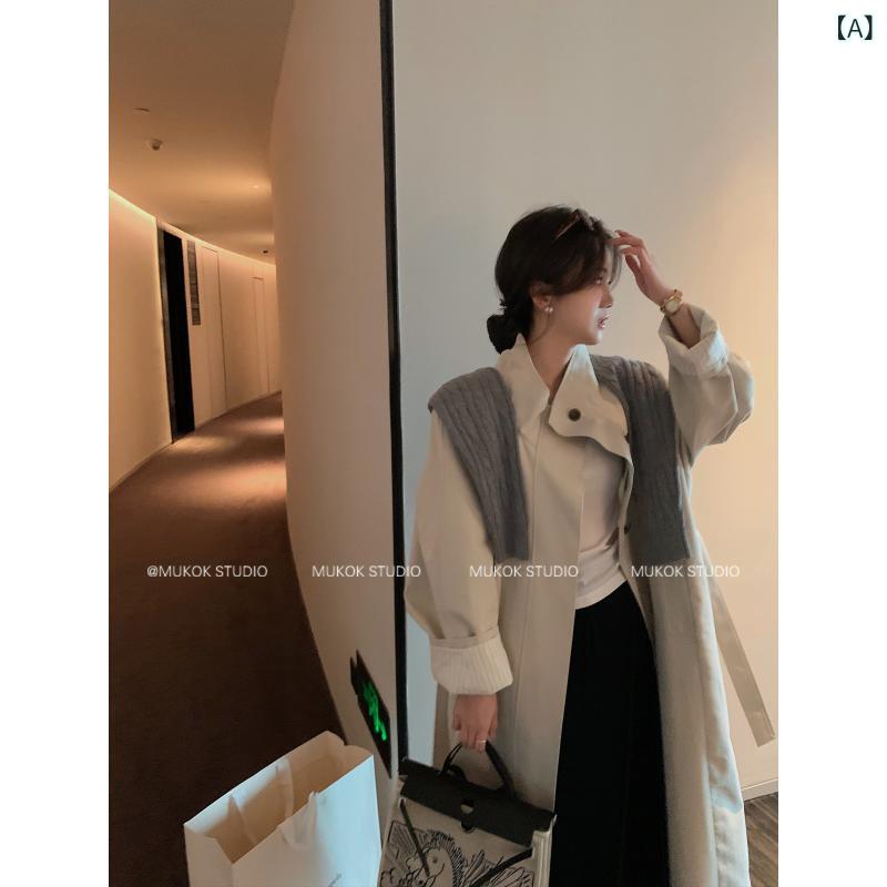 チェスター コート 上品 MUKOK アーバン ロマンス ～ 小柄な レディース 英国 風の ゆったり スリム ウィンドブレーカージャケットと カジュアル コート