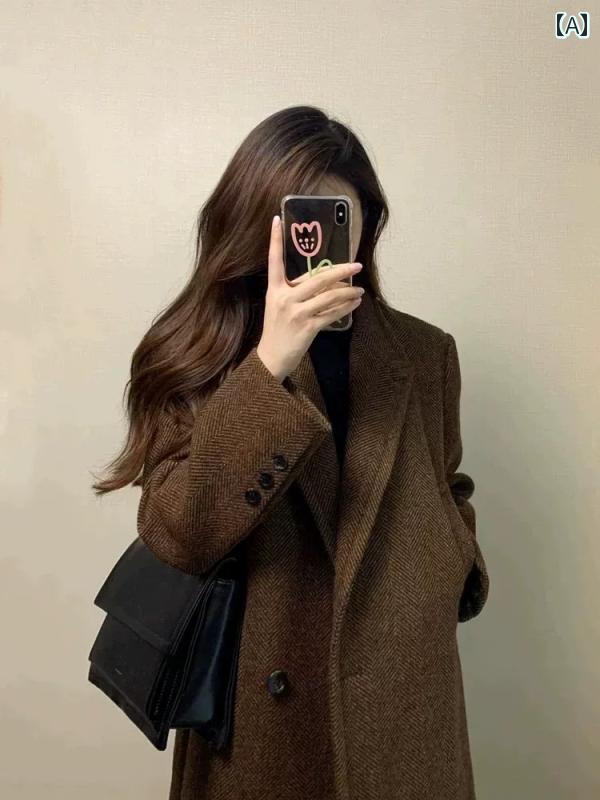 チェスター コート 上品 秋冬 女性用 厚手 ウール コート 高級 2024年 小さい サイズ スタイル かっこいい