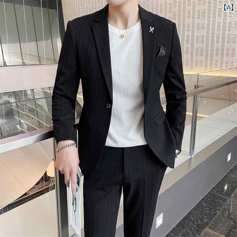 スーツ セットアップ メンズ ストライプ スーツ メンズスーツ 結婚式 新郎 ドレス スリム ビジネス カジュアル メンズ ウェディング 高級 ブラック