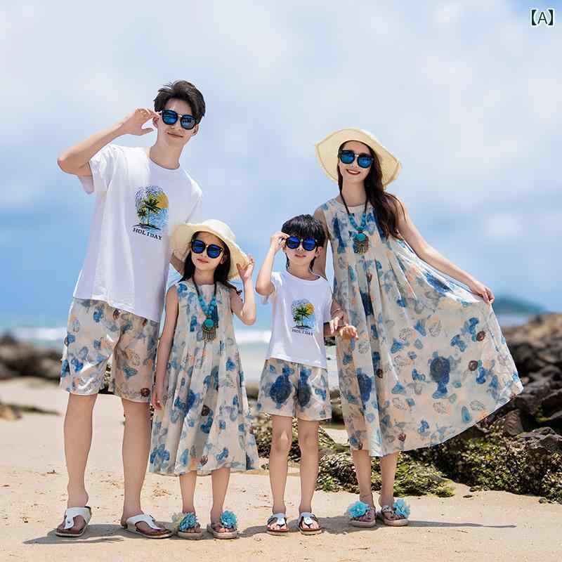 ペアルック 親子 カジュアル コーデ ビーチ バケーション 親子 衣装 2025 夏 家族 3人 母と 娘の ドレス サスペンダー ロング スカート 4,600円