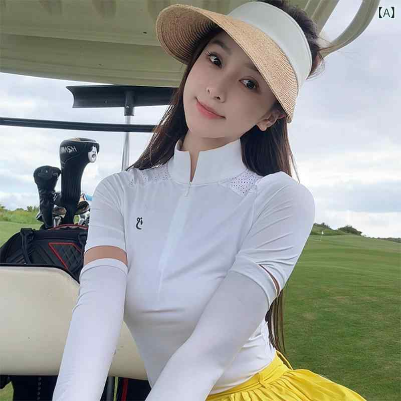 レディース ゴルフ御召しもの TASHI GOLF 流行り物 ゴルフ レディース 伸縮性 速乾 半袖 トップス 夏 運動競技 筋目 遊撃手 スコート ズボン下