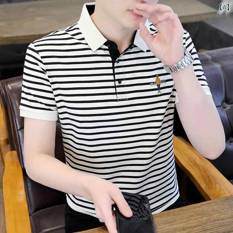 ストライプTシャツ メンズ ウッドペッカー ストライプ 半袖 Tシャツ メンズ ポロシャツ 秋 シルケット コットン 春 ファッション