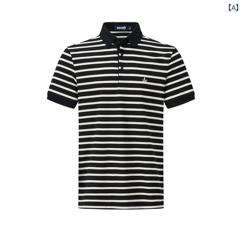 ストライプ Tシャツ 男性用 Navigare イタリアの 小さい 帆船の ベーシック ストライプ ポロシャツ メンズ 夏用長 繊維 コットン 通気性 半袖 Tシャツ