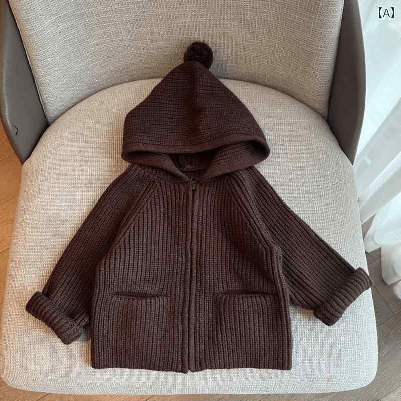 キッズ ジップアップ パーカー 春の 女の子用 ジャケット 春秋 男の子用 ニットカーディガン セーター 子供用 パーカー 春服