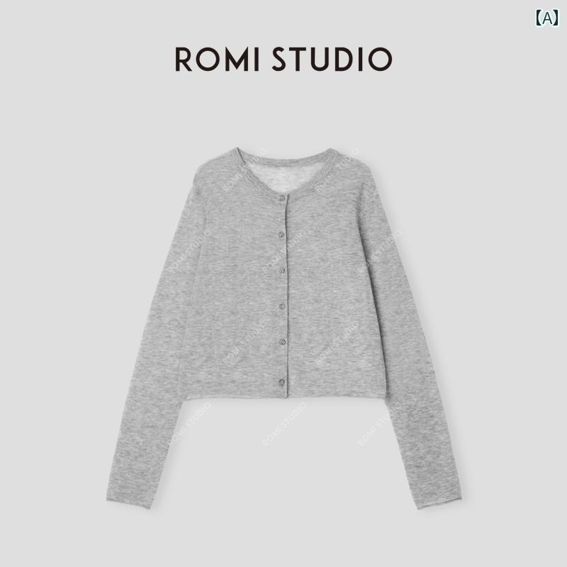 レディース ジレー 編み物 ROMISTUDIO ひと休み ノーティス シー 絨毛 細く 透け透け ラウンドネックニットカーディガン マルチ 色合い アウターウェア レディースファッション-トップス-カーディガン・ボレロ