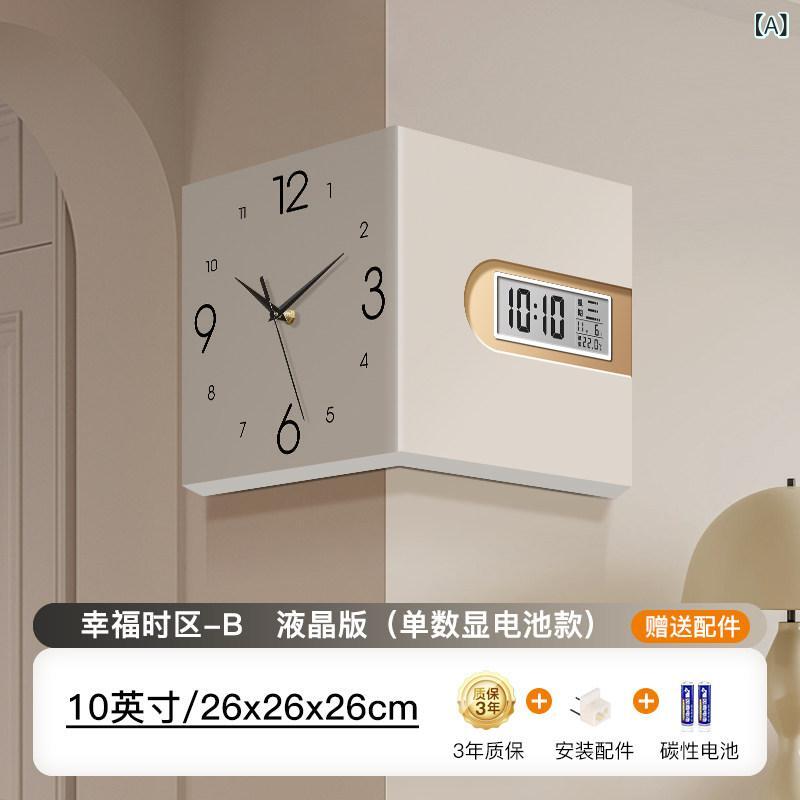 壁掛け 時計 インテリア リビング ルーム コーナー クロック 2025 吊り下げ 絵画 ハイエンド 両面 壁掛け 時計 ホーム LCD