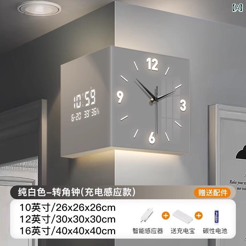 おしゃれ 壁掛け 時計 Yanzhuo 2025 両面 壁掛け 時計 リビング ルーム コーナー 永久 カレンダー 電子 ウォールランプ｜LAONsChoice