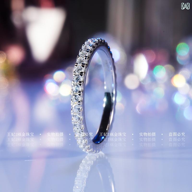 リング レディース 指輪 女性用 モ アッサ ナイト フル ラインストーン リング シンプルで 万能な 小さい 18 K ローズゴールドの 細い な スタック テール リングの