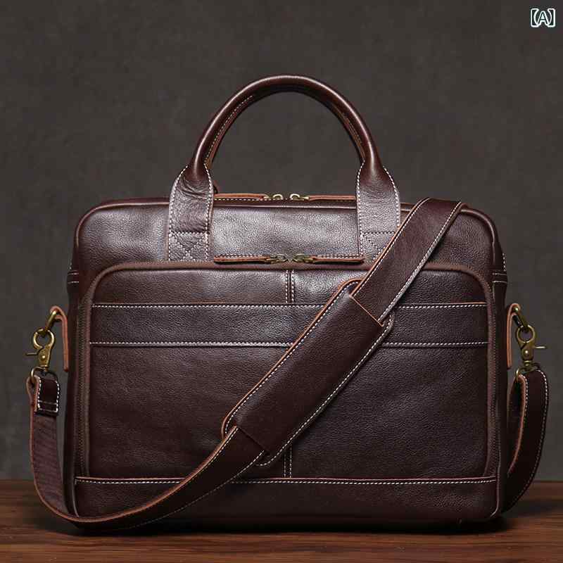 トートバッグ メンズ シンプル Mr Mirror 革 ハンドバッグ レトロ メンズビジネス 旅行 ブリーフケース ショルダー メッセンジャーバッグ 牛革 コンピューター バッグ