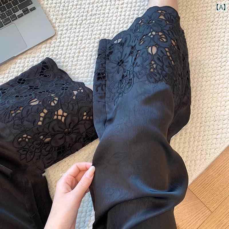 シンプル ストレート パンツ 女性用 黒の チャイナ風 カジュアル パンツ レディース 夏 薄手 大きいサイズ 小さい サイズ スリム ハイウエスト テクスチャ 九分丈