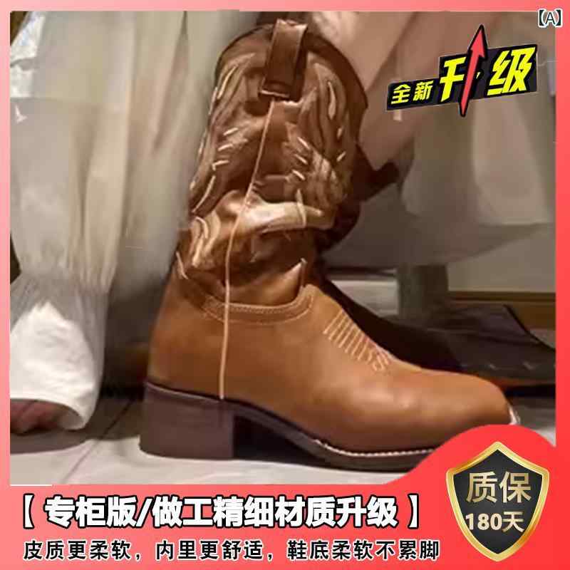 レディース おしゃれ ブーツ 何 隋の レディース 同じ ウエスタン カウボーイブーツ レトロ ナイト ブーツ 夏と 秋 薄手 エスニック