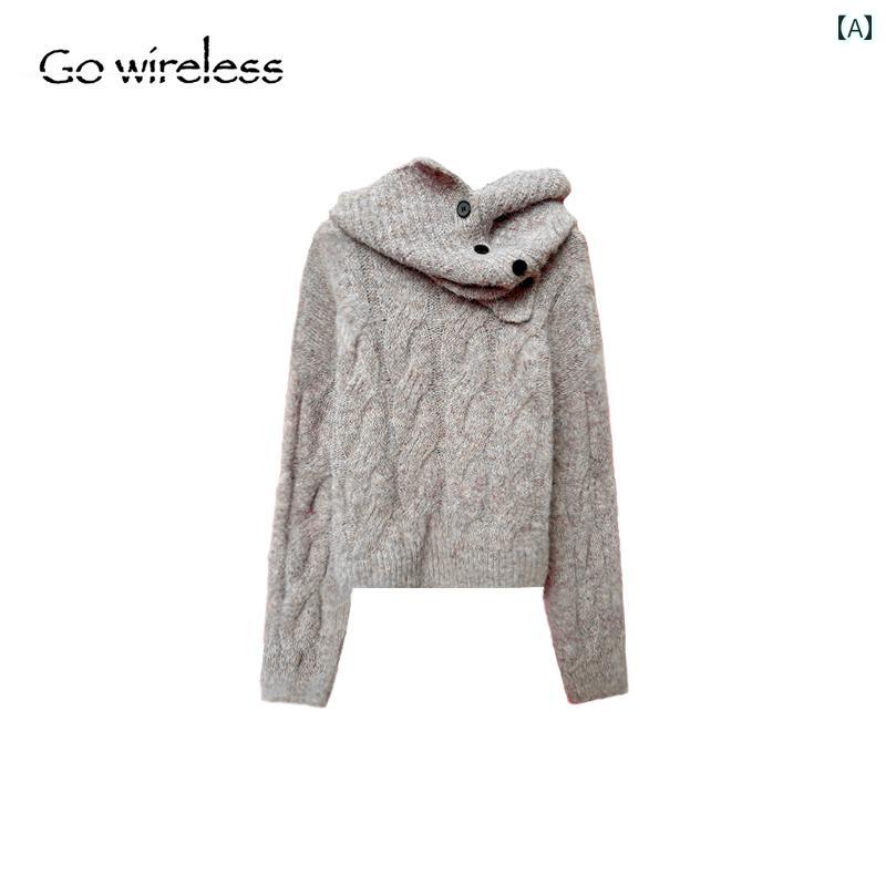 タートルネック 心地好い レディース Gowireless モカ 絨毛 秋冬 朦々たる ハイネック 好いたらしい 背広 編み物 プルオーバー レディース セーター-レディースファッション