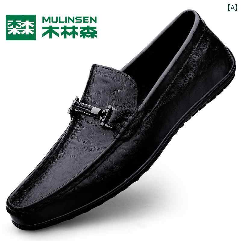 メンズ ローファー 靴 Mulen Doudou 靴 メンズ 革 2025 メンズシューズ 春 通気性 な ワン ステップ カジュアル レザーシューズ