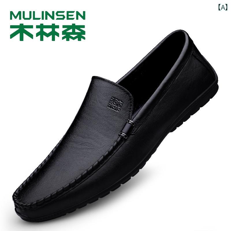 メンズ ローファー 靴 Mulen メンズシューズ 春 革 靴 メンズ カジュアル シューズ ソフトレザー ソフト ソール 通気性 ワン ステップ スリッポン ローファー 父の｜LAONsChoice