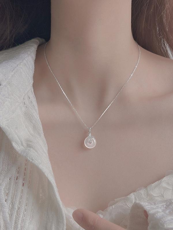 レディース ペンダント トップ ジュエリー 925 スター リング シルバー カルセドニー バタフライ ピース バックル ネックレス 女性 2025 ホット スタイル ペンダント
