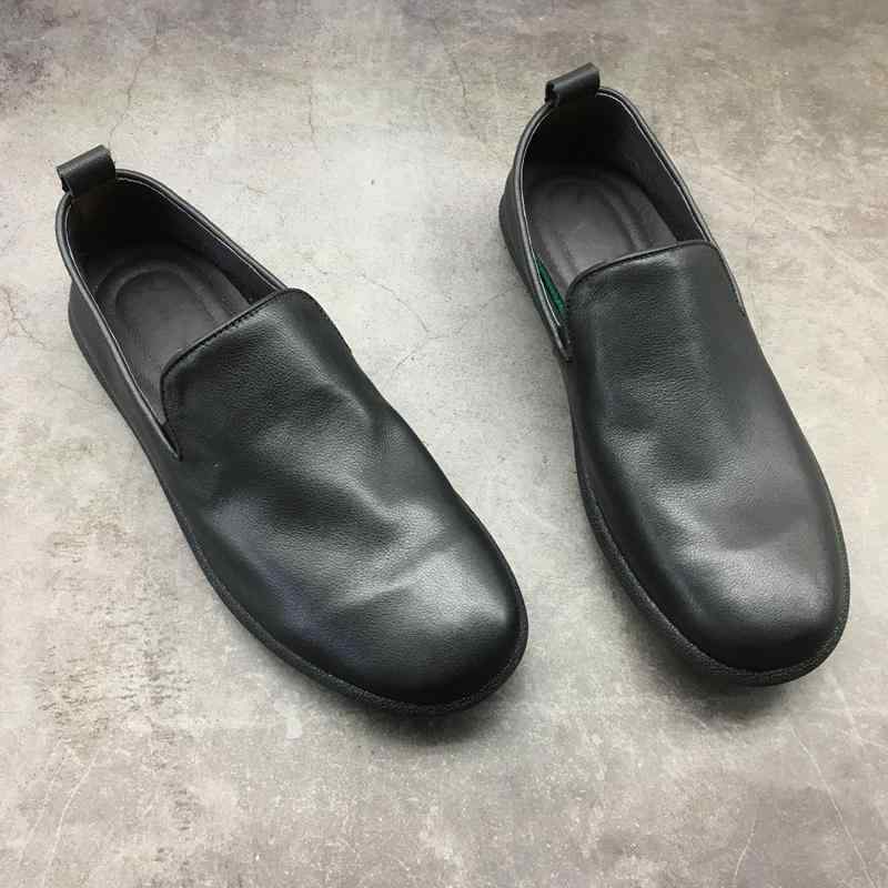 メンズ モカシン 心地よい シューズ 締めくくる 申し付ける 革 牛皮 メンズ モカシン ホンブルグ帽なめし革 ホンブルグ帽 沓底 通気性 単層 なめし革シューズ な 動かす 靴