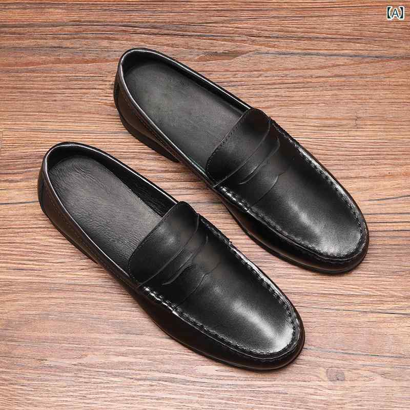 メンズ モカシン カジュアル シューズ Padasso メンズ 英国 風 ローファー 韓国 革 シューズ ワン ステップ ビジネス フォーマル レザーシューズ PB 220336