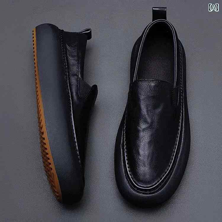 メンズ モカシン カジュアル シューズ Padasso メンズシューズ 2024 ワン ステップ 厚底 ローファー メンズ レトロ 革 怠け者 靴 カジュアル レザーシューズ 240630 7,345円