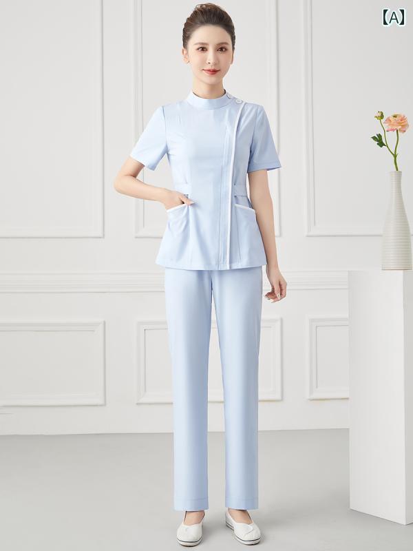 ユニフォーム エステ 事務服 Xiangchuniao ハイエンド 医療 美容 歯科 口腔 ナース 制服 スプリット スーツ 春夏 美容院 半袖 オーバー オール レディース