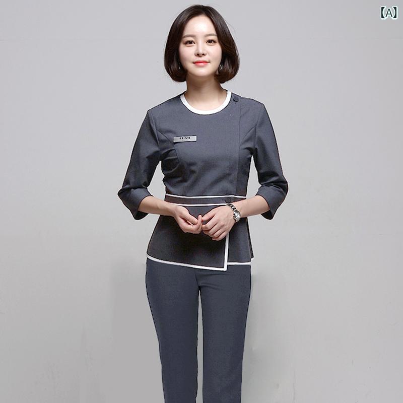 ユニフォーム エステ 事務服 韓国 タトゥー アーティスト ネイリスト 作業着 美容院の 美容師 スパ セラピーの マッサージ 服 6,450円
