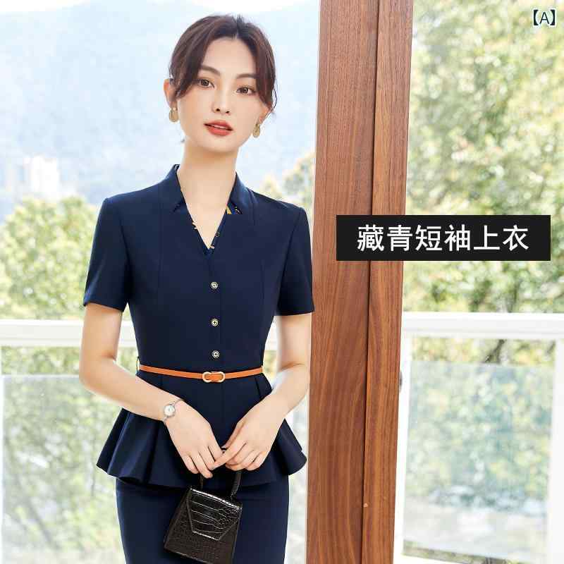 ユニフォーム エステ 事務服 夏の 女性用 高級 プロ スーツ。 ホテルの フロント デスクの 受付 宝石 店 美容院 営業 所 作業着などに 適しています。