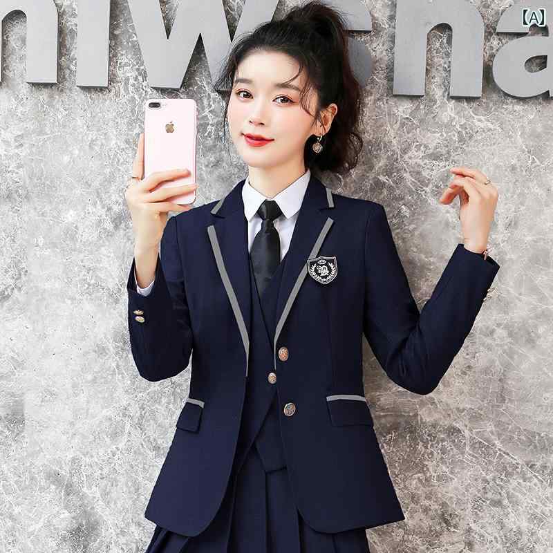 ユニフォーム エステ 事務服 学生 カレッジ スタイル 英国 JK 制服 キャンパス クラス 幼稚園 教師 面接 フォーマルスピーチ スーツ 春秋 レディース スカート