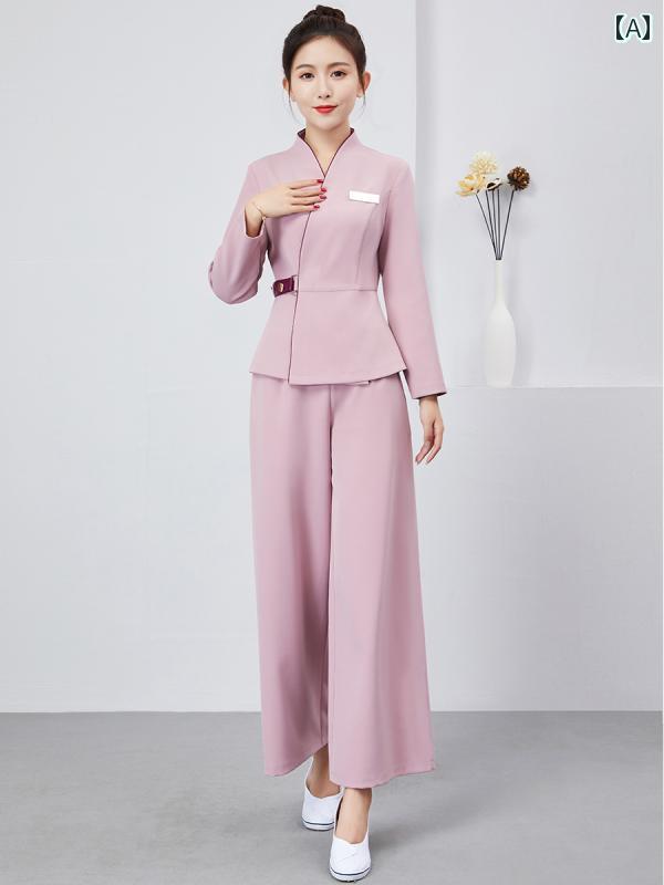 ユニフォーム エステ 事務服 レディース 高級 美容師 作業着 春夏 美容 室 健康 センター マッサージ フットバスと ペディキュア 技術者の 6,363円