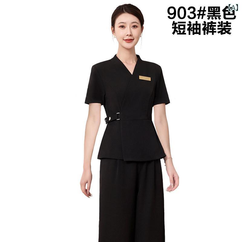 レディース 事務服 制服 引き分け 式 揉み療治 足 湯 店 韓国 美容師 やり方着 レディース 春夏 背広 思わしい 真っただ中 中国 広広とした レッグ ズボン下