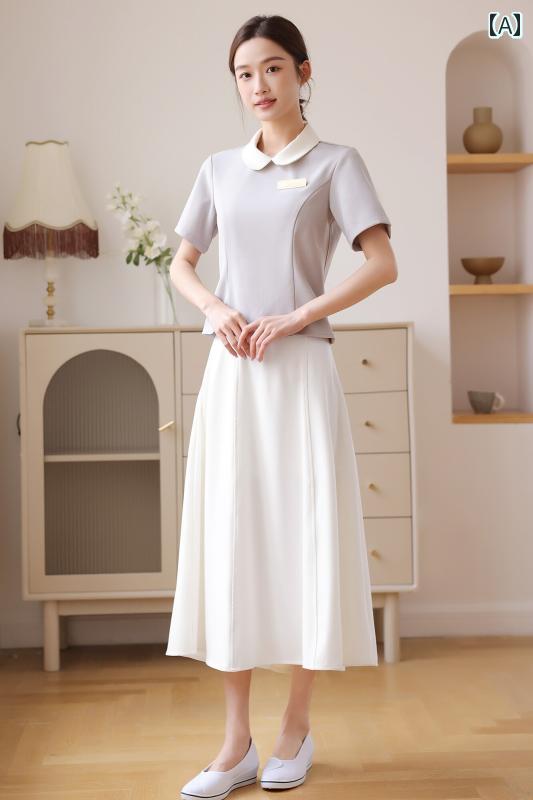 レディース 事務服 ユニフォーム 美容 室 作業着 夏 美容師 2025 医療 フロント デスク 高級 スーツ 女性 肌 管理 専用