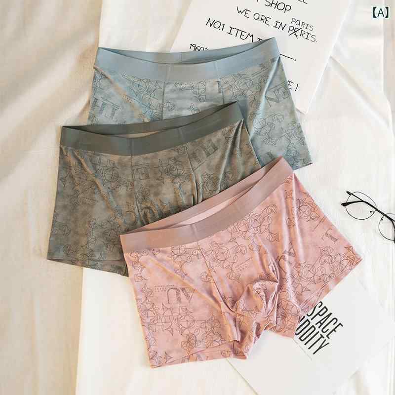 ボクサーパンツ メンズ 下着 ソフト モダール 通気性 メンズ 下着 シームレス ボクサー ブリーフ ミッド ライズ ショーツ 3 パック