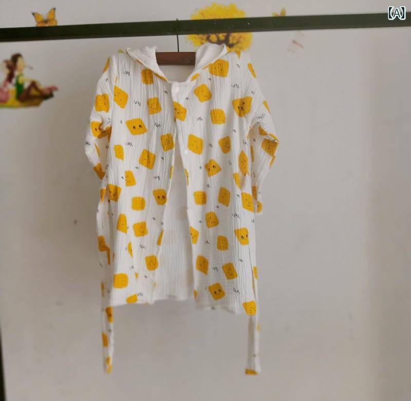 かわいい キッズ用 バスローブ の 綿 4 層または 6 層の 細かい ガーゼの バスローブ。 子供 赤ちゃん 男の子 女の子 親子用 バス タオル バスローブ ナイトガウン。