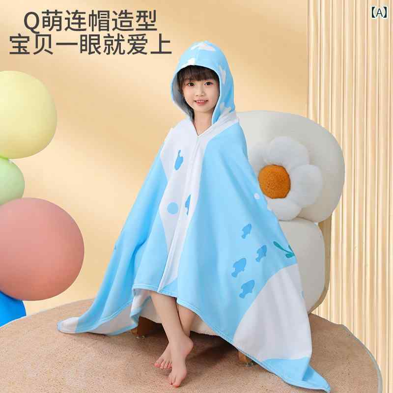 かわいい キッズ用 バスローブ 子供用 バス タオルは 赤ちゃんの 入浴時に 水を 吸収 して 素早く 乾く マントと 着用 でき 男の子と 女の子 水泳用の な バスローブ ビーチ タオルと できます。