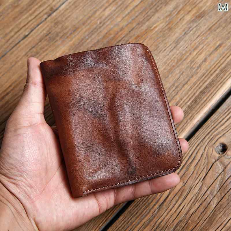 マネークリップ 便利 ウォレット 財布 メンズ レザー ショート 薄型 縦型 レトロ トップレイヤー 牛革