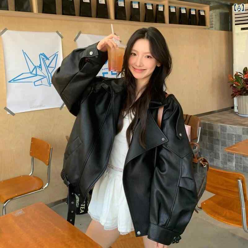 レディース ライダース 上衣 なめし革上衣 小母さん 学院 表現スタイル プチ 2025 百貨店 熱っぽい 上衣 春の ハイエンド