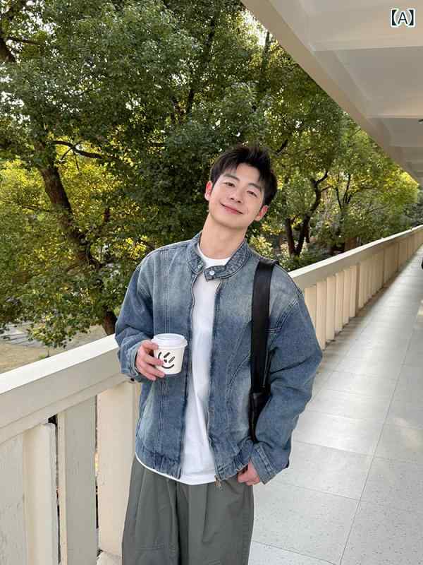 メンズ 今めかしい ジーンズ上衣 プルオーバー お坊っちゃん用 青碧 照明ランプ色つや ジーンズ上衣 2025 歳月 全能 分かりやすい ゆったり トップス 厚地の外套 長袖